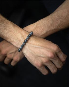 Preview: Armband mit 8 mm Larvikit-Stein - Gem Grey Wolf